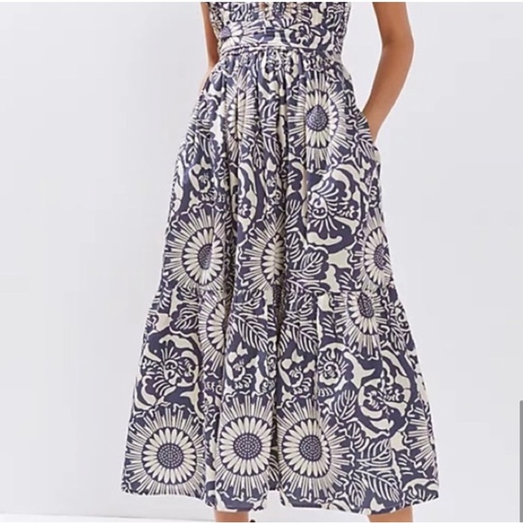 ANTHROPOLOGIE Forever That Girl Flounced Floral Midi Dress Blue Small NWT - Picture 4 of 6